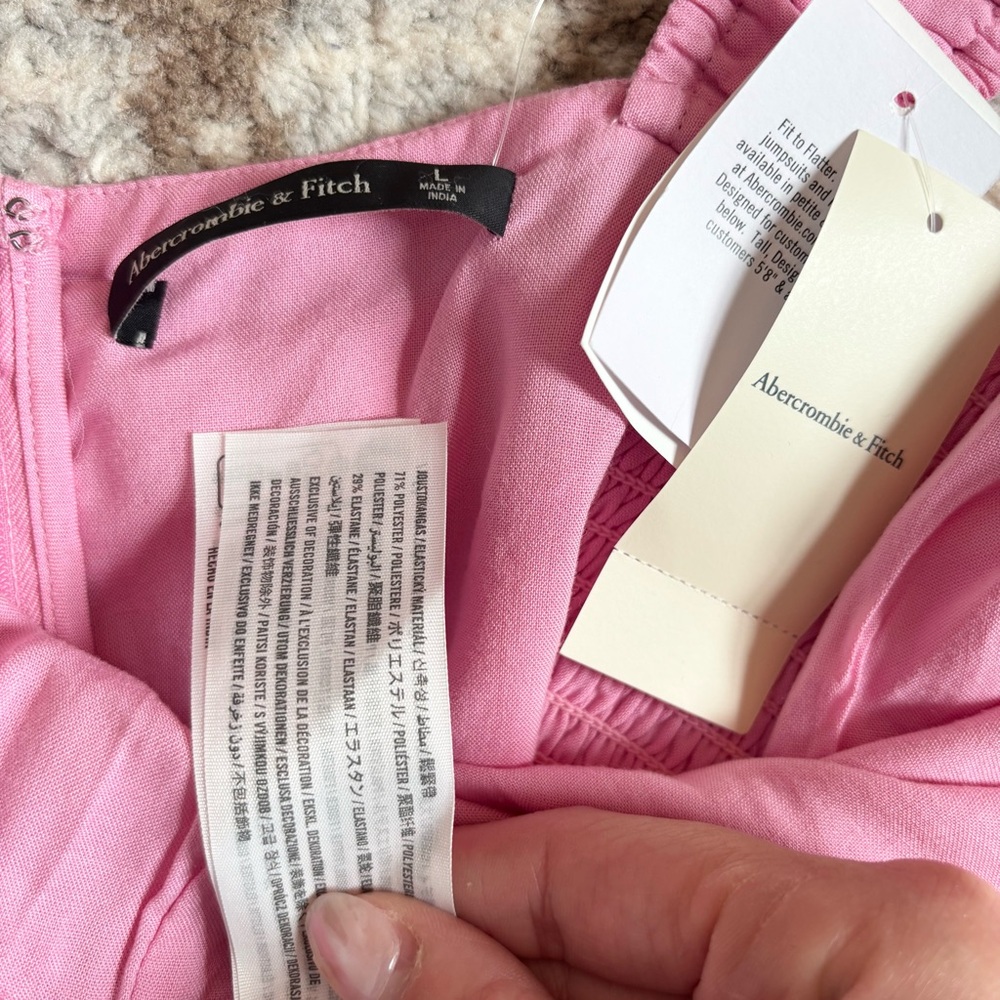 Abercrombie & Fitch NWT Cap Sleeve Midi Dress Lined Sweetheart Neckline Pink - Picture 7 of 7